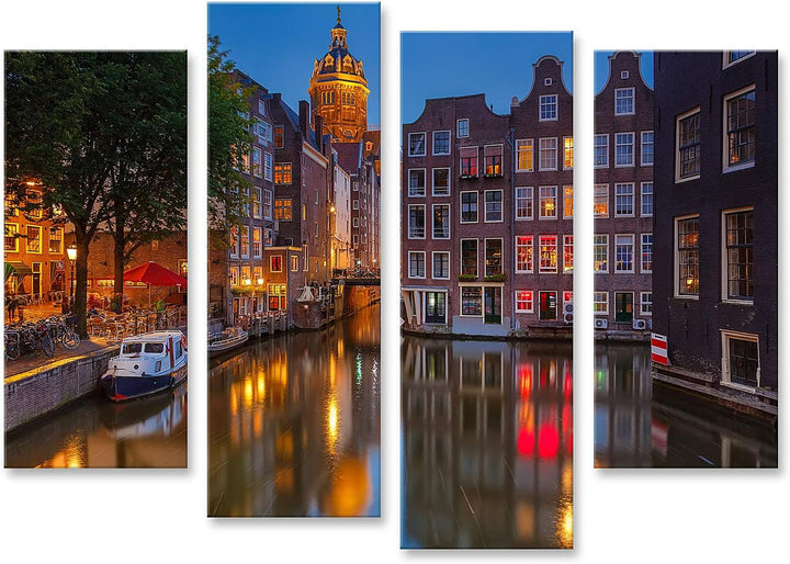 islandburner Bild auf Leinwand Nachtansicht Der Nicolaaskerk In Amsterdam Bilder Wandbilder Poster L