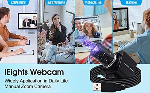 G 4K Varifokal USB Kamera 4facher optischer Zoomen Webcam,2.8-12mm Varifocus Webkamera,2160P manuell