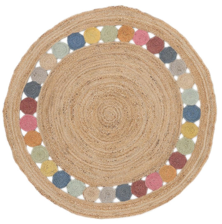 RugVista, Dottie Jute, In & Outdoor Teppich, Hochflor Teppich, Ø 150 cm, Rund, Modern, Jute, Flur, C