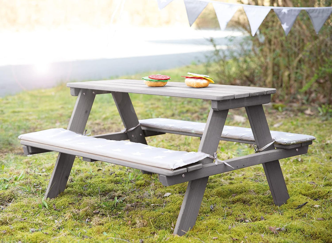 roba Kinder Outdoor+ Sitzgruppe inkl. Sitzkissen - Picknick for 4 - Garten Sitzgarnitur aus wetterfe