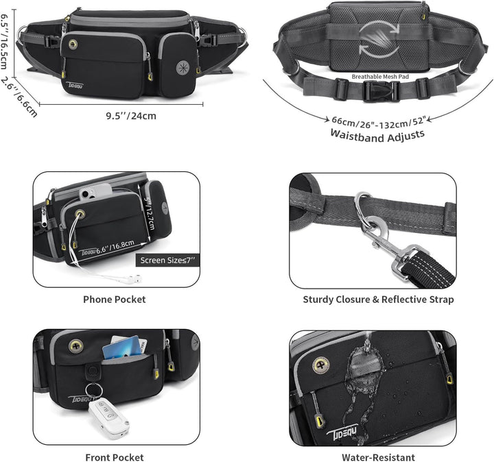 4-IN-1 Freihandleine Hund mit Bauchtasche Gross,Joggingleine Hunde mit Bauchgurt Hundeleine,Gassi Ta