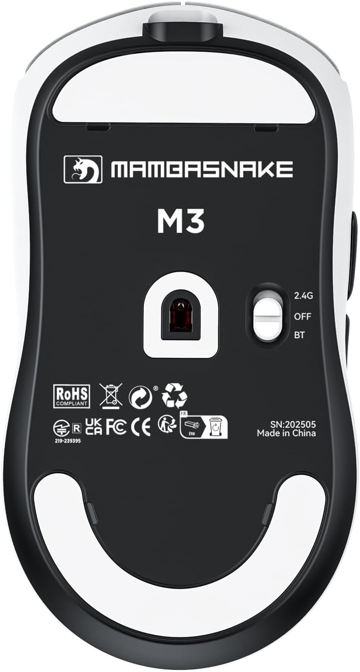 MAMBASNAKE M3 39g Superlight Mouse, PixArt PAW3395PRO Gaming Sensor, BT/2.4G Wireless/Wired Gaming M