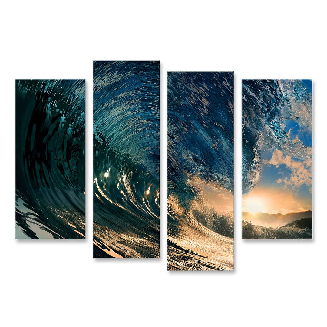 islandburner Bild auf Leinwand Sonnenuntergang Strand Ozean Welle Bilder Wandbilder Poster Leinwand