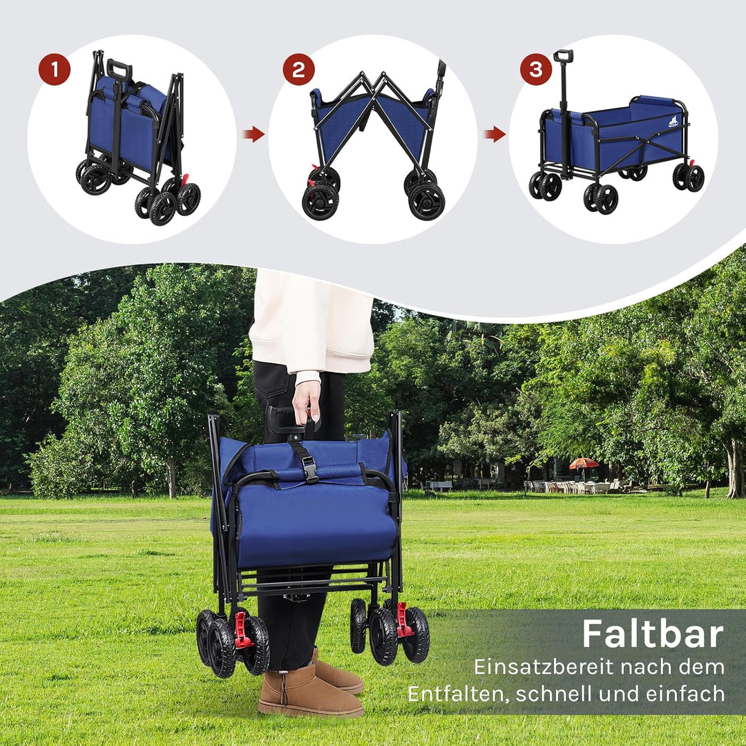 WOLTU Bollerwagen faltbar, Handwagen Transportwagen klappbar, Gartenwagen Strandwagen mit Bremsen Do