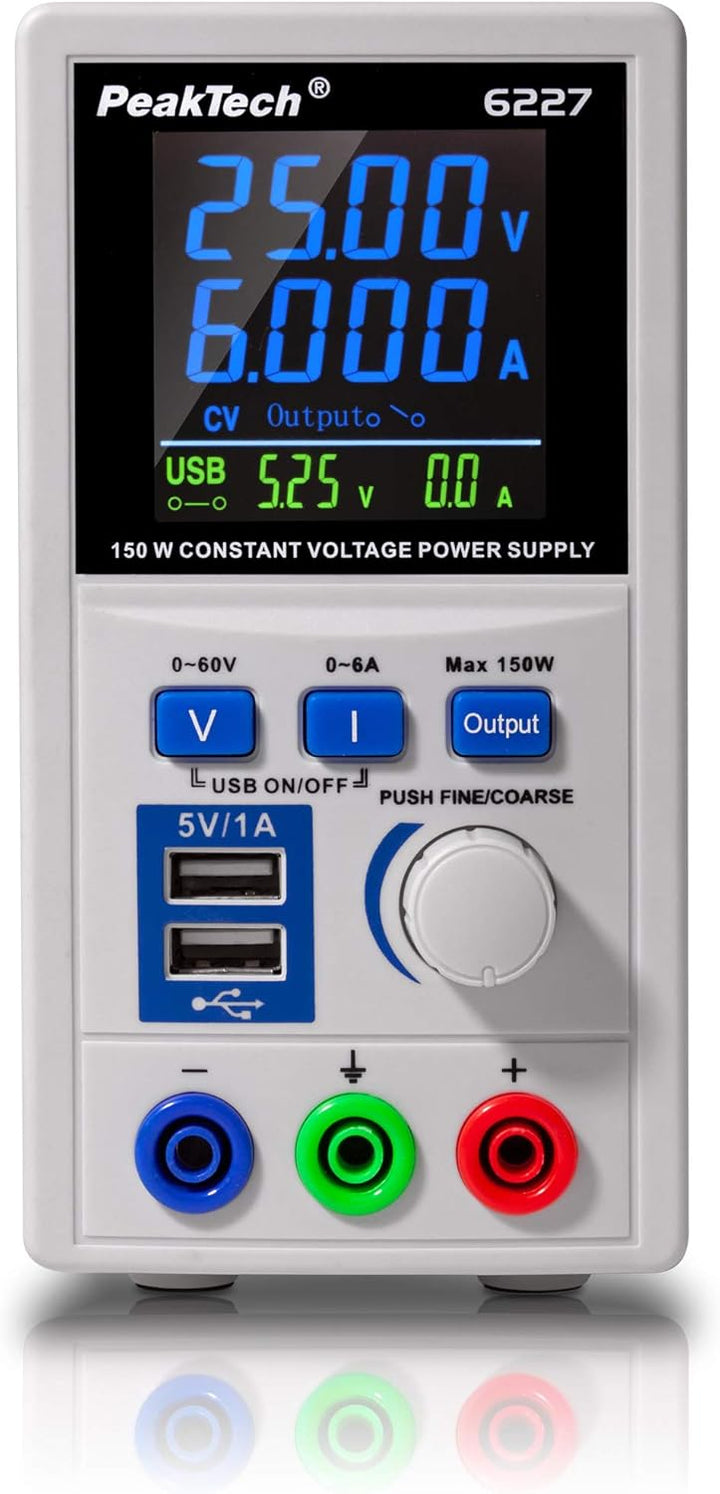 PeakTech 3441 – True RMS Digital Multimeter - CAT III 1000 V, Blau & P 6227 – DC Labor Netzteil 0-60