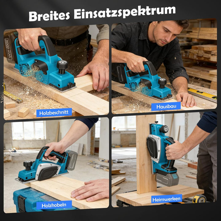 Elektrohobel 650w mit Bürstenloser Motor,Akku Hobel kompatibel mit Makita 18V,Elektrischer Handhobel