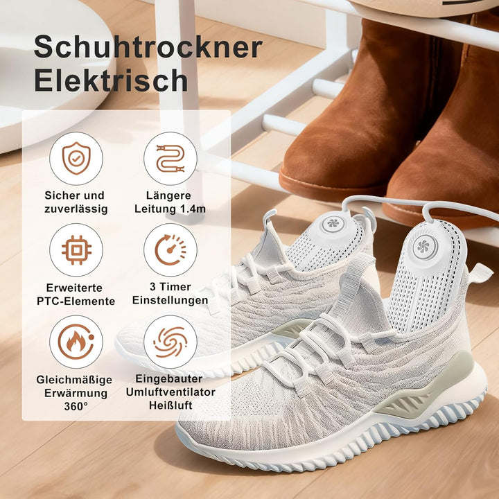 Schuhtrockner Elektrisch, Stiefeltrockner Schuh Stiefelwärmer mit Timer, Einziehbare Länge, Eingebau