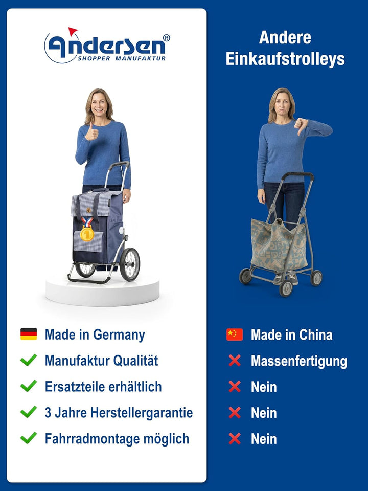 Sondermodell Andersen Einkaufstrolley Royal mit Metallspeichenrad 25 cm und 49 Liter Einkaufstasche