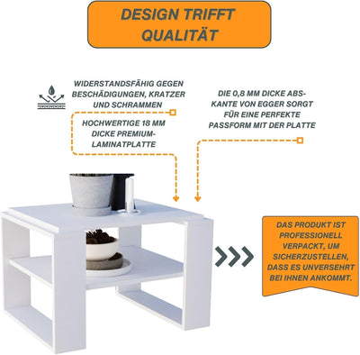 CraftPAK Wohnzimmer Tisch für Couch aus hochwertigem Holzwerkstoff, Stabiler & moderner Couchtisch m
