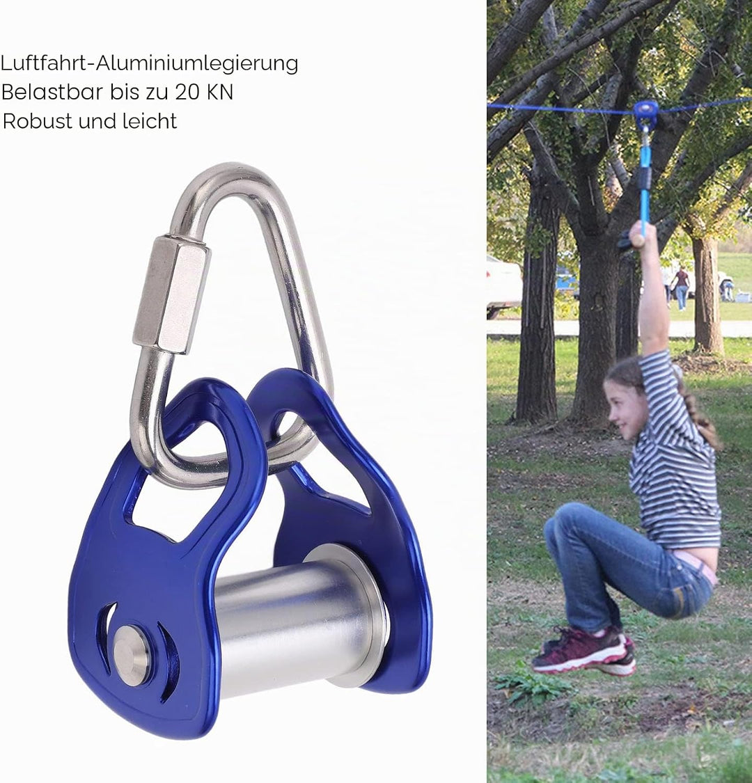 VGEBY Outdoor Sport Pulley, Slider Zipline Pulley aus Aluminiumlegierung für das Training von Hinder