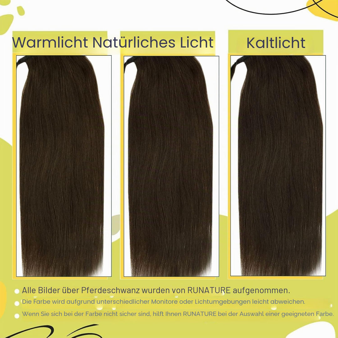 RUNATURE Echthaar Zopf Echte Haare Ponytail Extensions Echthaar Haar Pferdeschwanz Extensions Echtha