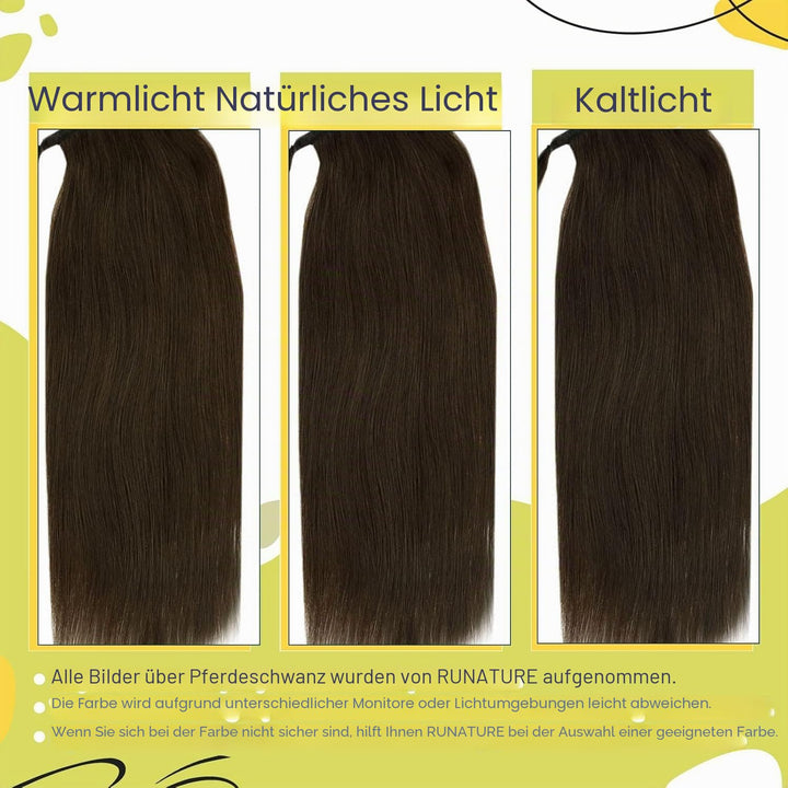 RUNATURE Echthaar Zopf Echte Haare Ponytail Extensions Echthaar Haar Pferdeschwanz Extensions Echtha