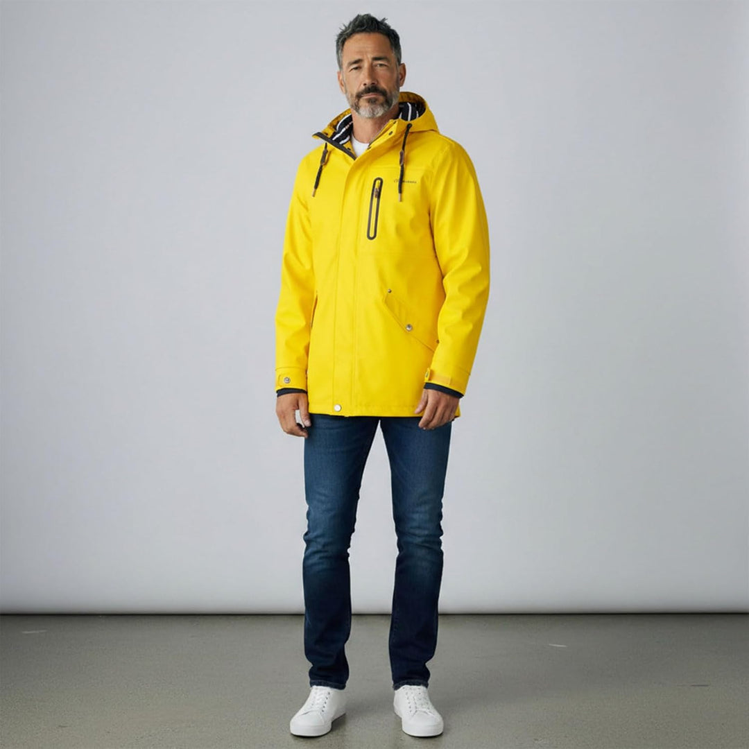 Dry Fashion Herren PU-Parka Lübeck - Regenjacke Herren Wasserdicht Winddicht Reissverschluss Outdoor
