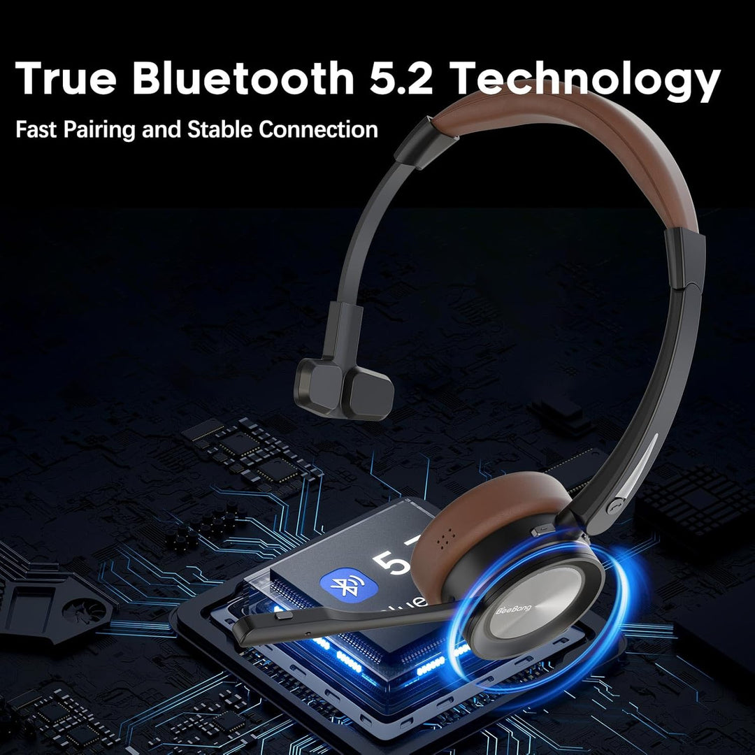 Bluetooth Headset, Mono Wireless Headset mit Mikrofon und Rauschunterdrückung & USB-Dongle, Kabellos