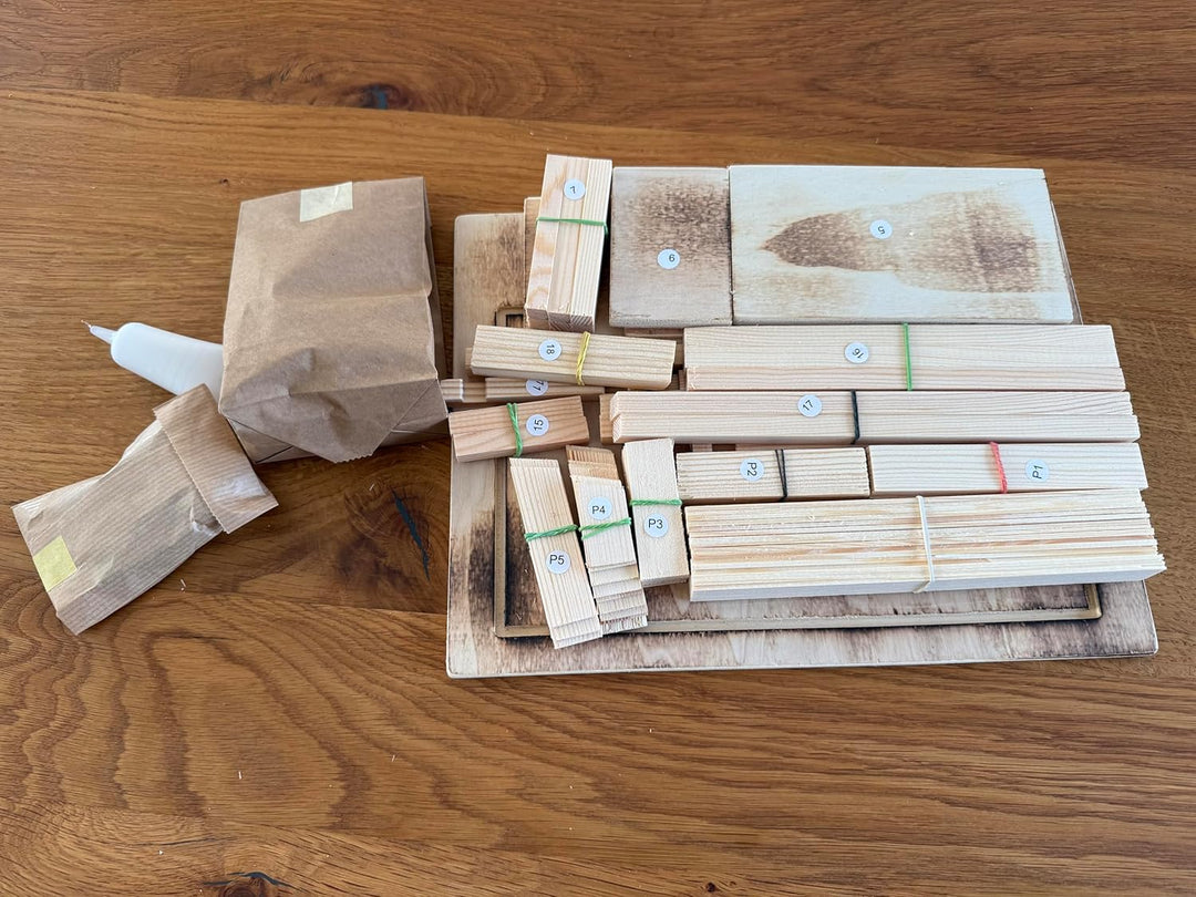 Weihnachtskrippe als Bausatz inkl. Dekomaterial und Anleitung, DIY Krippe zum Selberbauen, Einzeltei