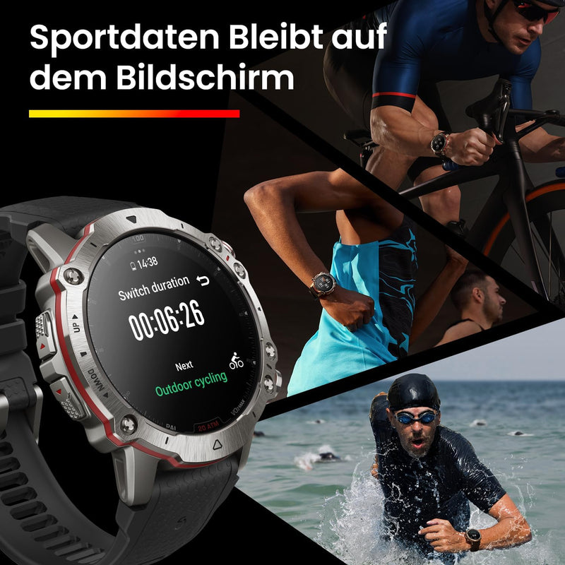 Amazfit Falcon Outdoor Smartwatch mit Dual-Band GPS, Smarter Sportcoach, Trainingsvorlagen, 150 Spor