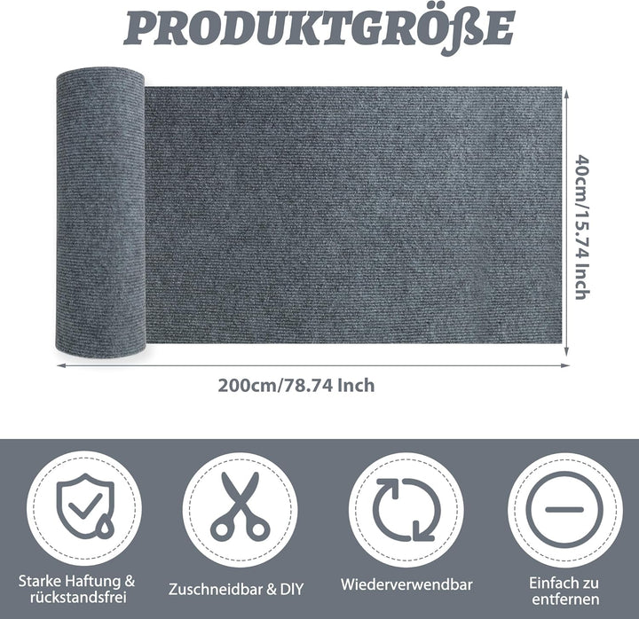 Kratzmatte für Katzen, 40x200 cm, Selbstklebende Kratzmatte aus Polyester, Wiederverwendbar, Ideal z