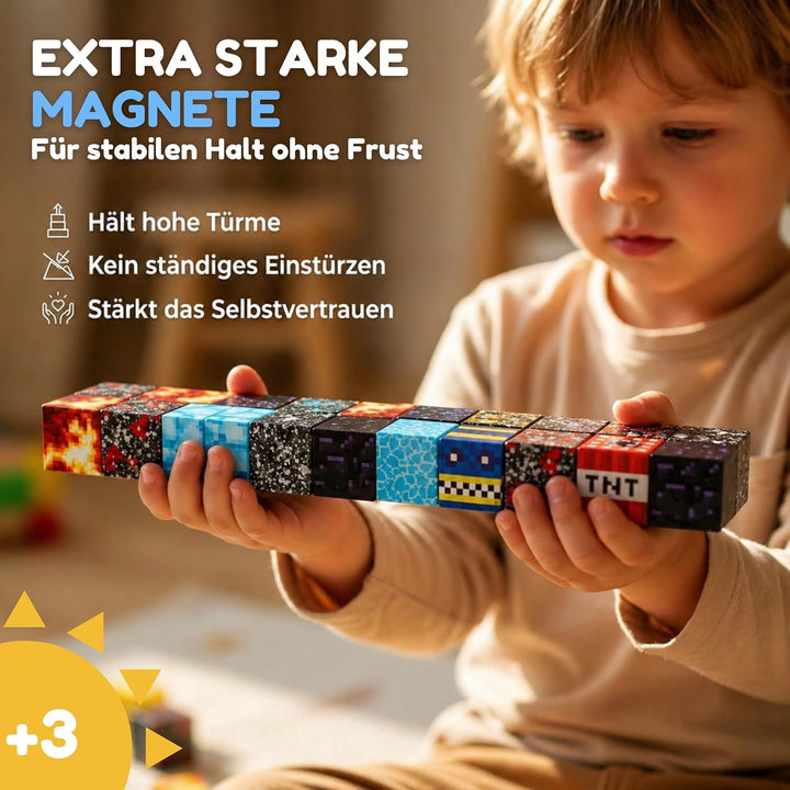 Magnetische Bausteine 200 Teile - Konstruktionsspielzeug mit Magneten ab 3 Jahren, Magnetwürfel inkl
