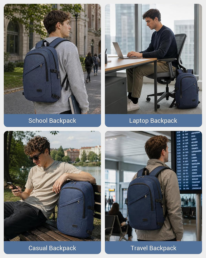 KONO Laptop Rucksack für Herren und Damen, Wasserdichter und Diebstahlsicher Business Laptoprucksack
