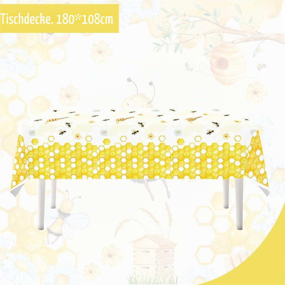 Biene Partygeschirr Set,Doyomtoy Biene Peach Babyparty Deko Serve 20 Gäste Geburtstag Partygeschirr,