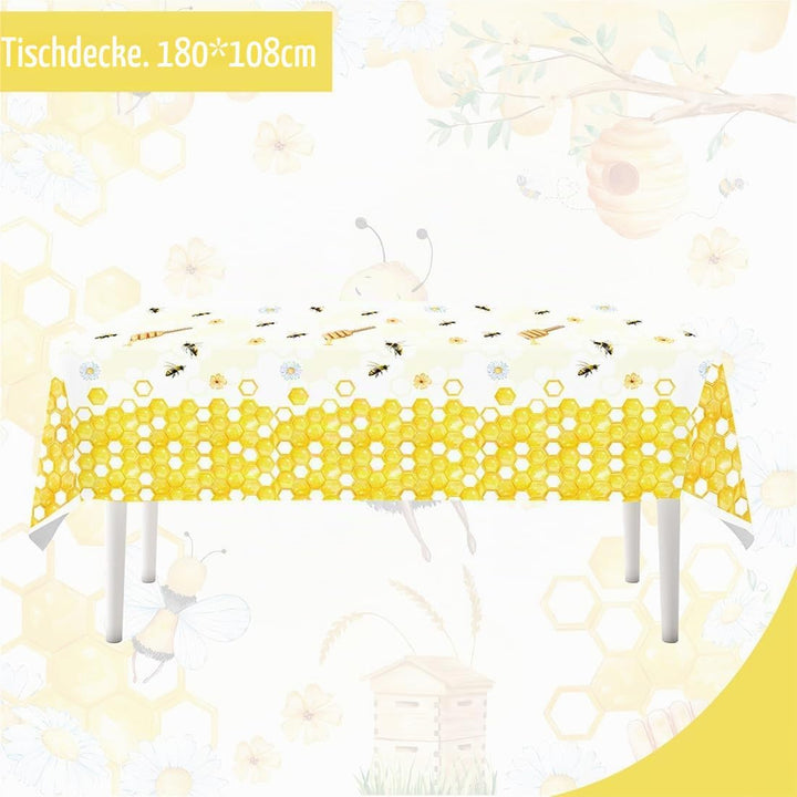 Biene Partygeschirr Set,Doyomtoy Biene Peach Babyparty Deko Serve 20 Gäste Geburtstag Partygeschirr,