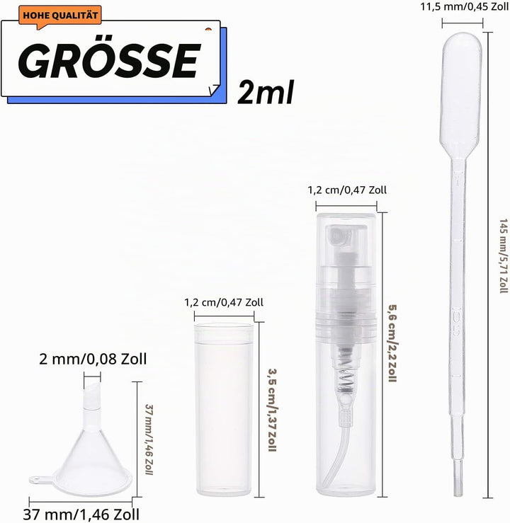 BENECREAT 80PCS 2ml Mini Sprühflaschen Durchsichtiger, leerer Parfümzerstäuber aus klarem Kunststoff