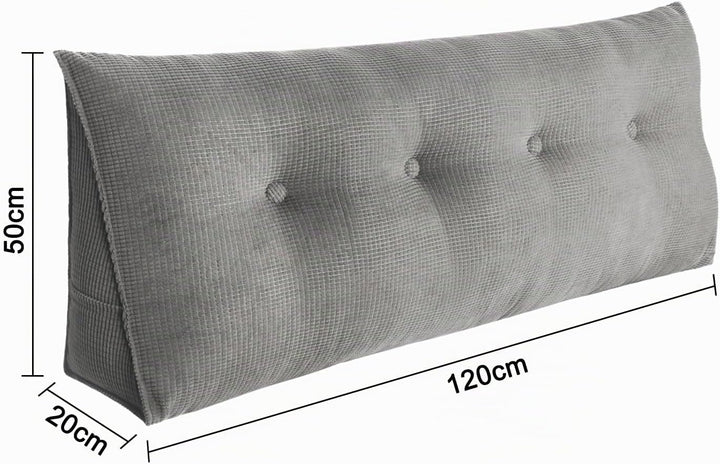 OHMG XXL Lesekissen,120/140/160/180/200 cm, Keilkissen, grau, grosses dreieckiges Sofakissen, Lenden