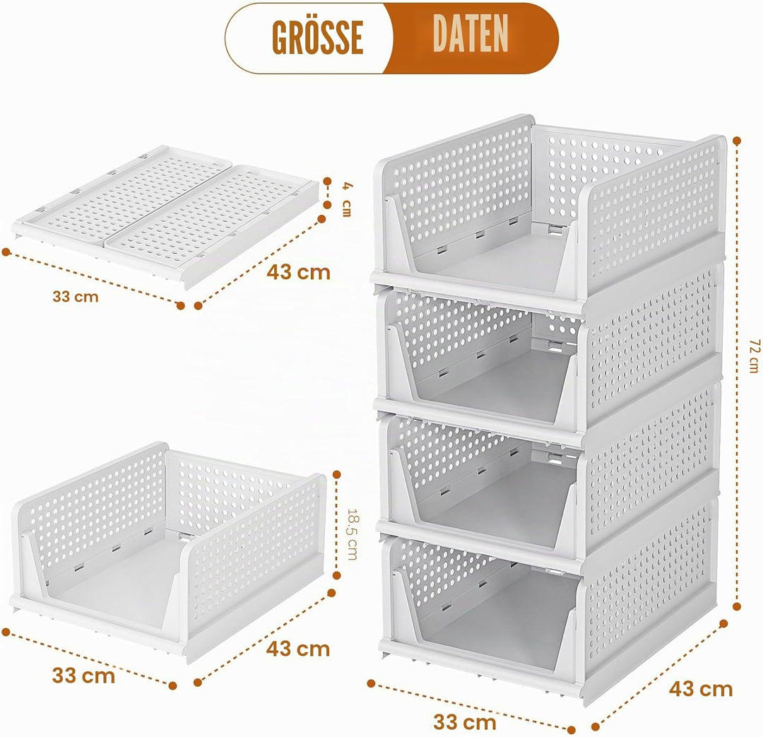 Schrank Organizer Kleiderschrank,4 Stück stapelbar Schubladen Organizer Kleidung, Ausziehbar Faltbar