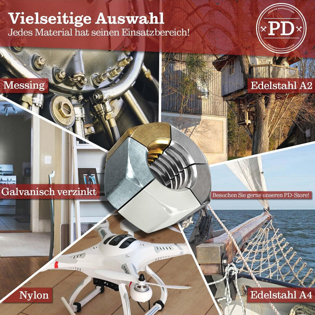PD® Muttern M36 (DIN 934 / ISO 4032) | Hochwertige A2 V2A Edelstahl Sechskantmuttern | Hex Nut Edels
