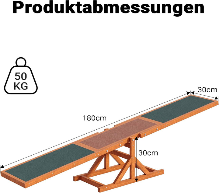 Wiltec Hundewippe 180x30x30cm für kleine & grosse Hunde zum Hundesport z.B. Agility Training, aus Ho