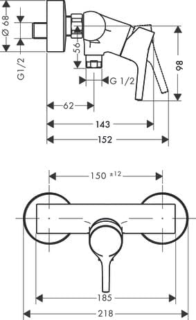 hansgrohe Talis S Aufputz Duscharmatur, für 1 Funktion, Chrom Dusche, Dusche