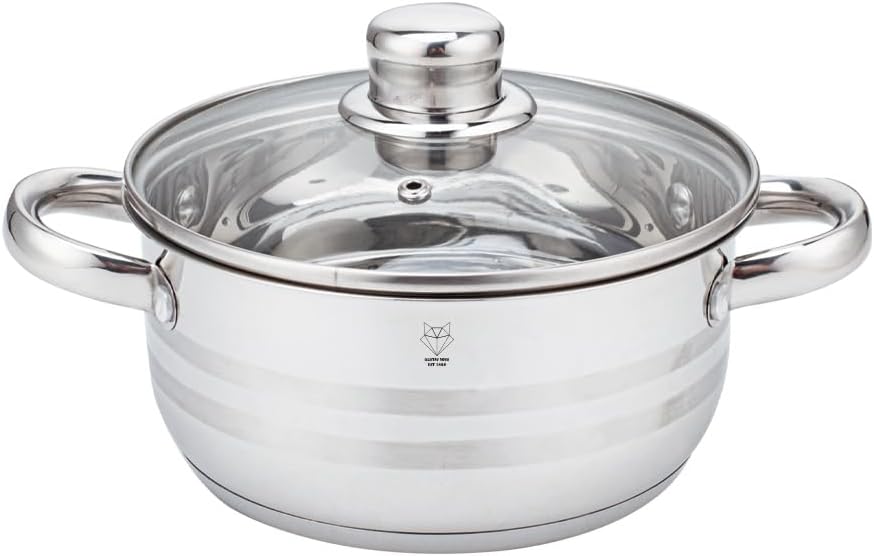 7-tlg. Edelstahl Kochtopf-Set NEAPEL induktionsfähiges Topfset - 4 Töpfe mit Literskala + 3 Glasdeck