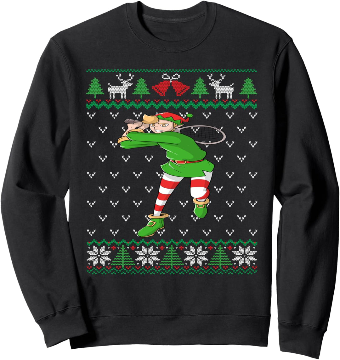 Tennis Elf | Tennis Player Gift | Ugly Christmas Sweatshirt