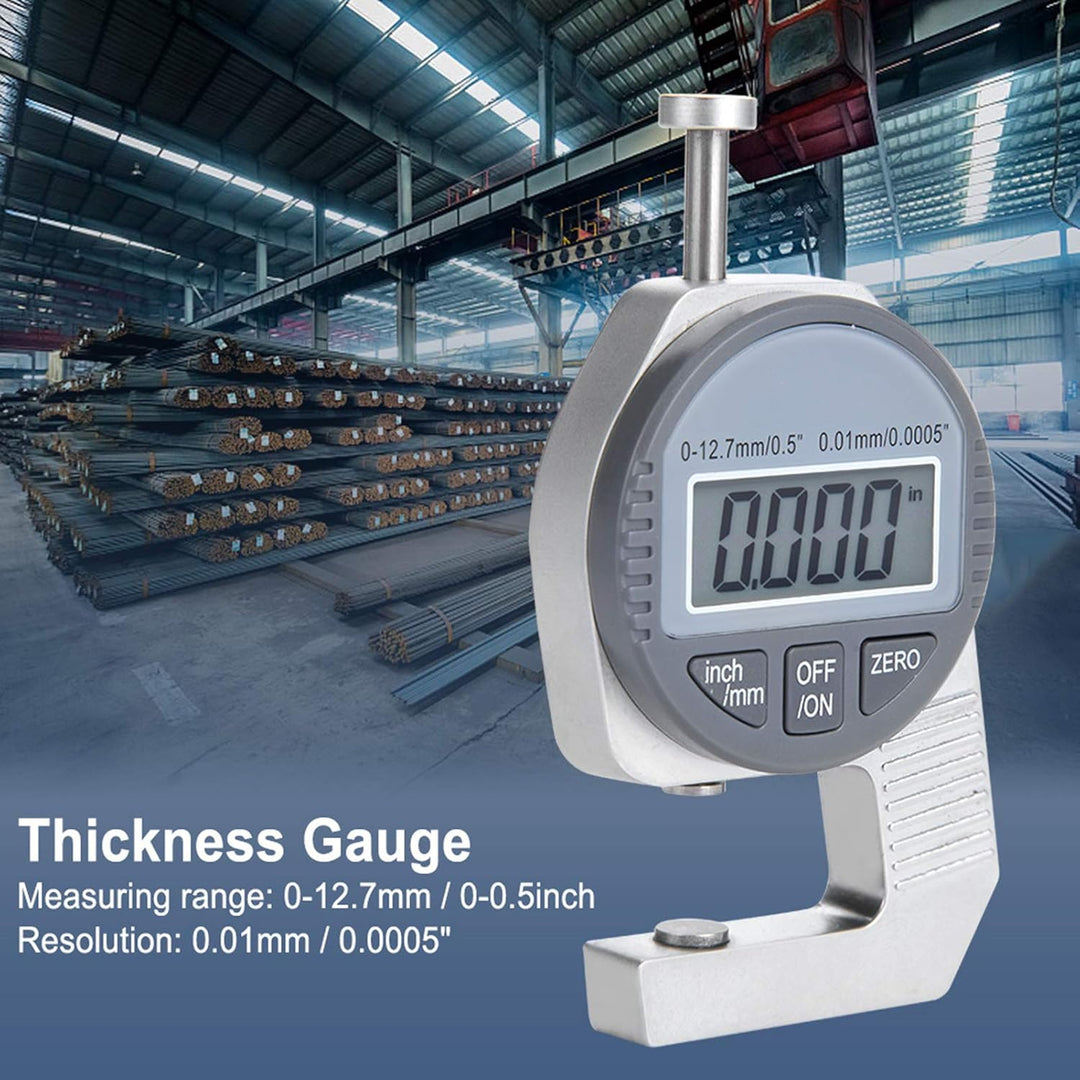 Dickenmessgerät, Digital Thickness Gauge Flat Measure Head Precise LCD Display Readout Percentage El