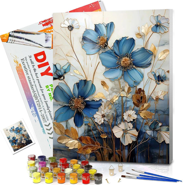 JATOK Malen Nach Zahlen Erwachsene mit Rahmen, Paint by Numbers Malen Nach Zahlen, DIY Blumen mit Pi