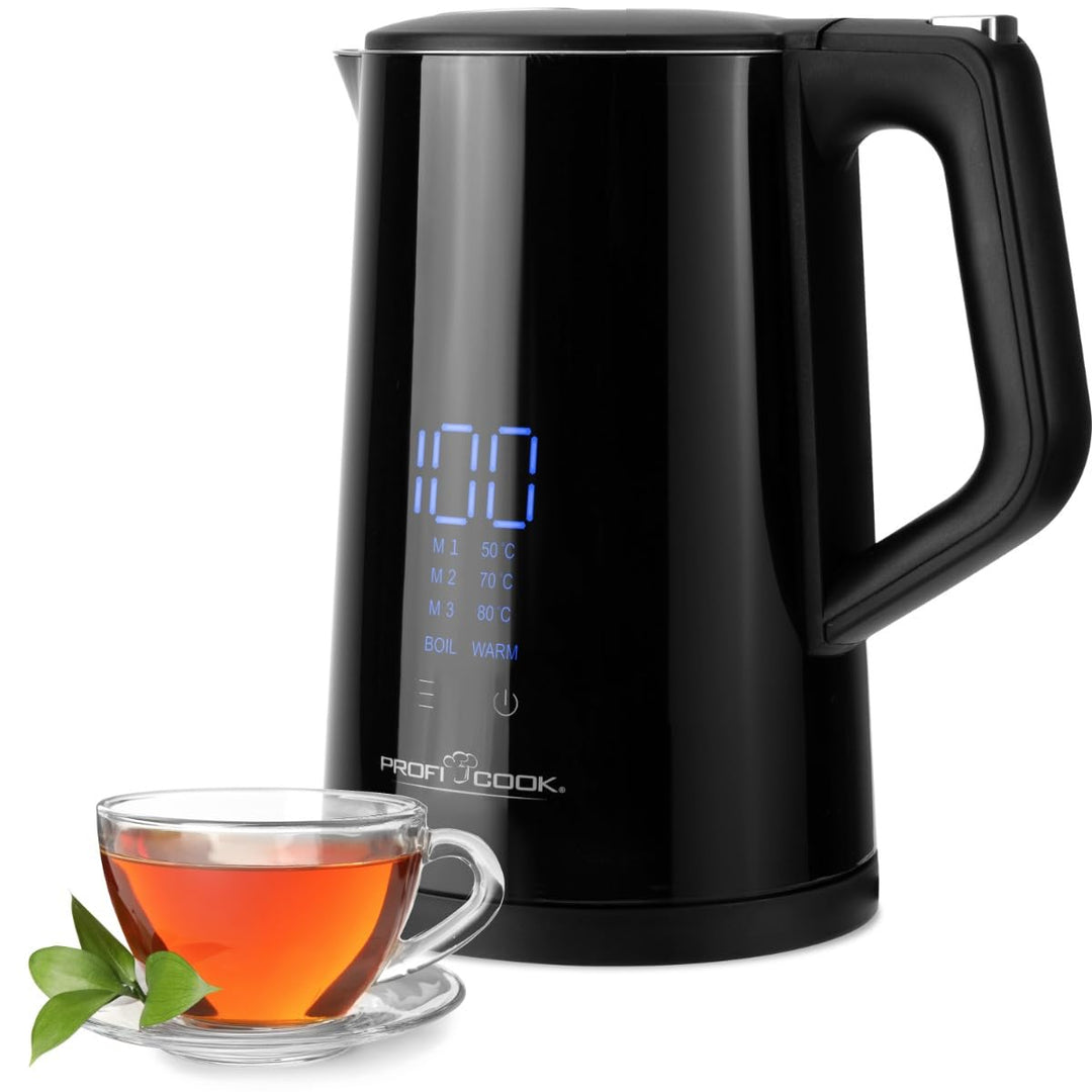 ProfiCook® Wasserkocher mit Temperatureinstellung 1,7 Liter – Temperaturauswahl 50°-100°C, Soll &amp; Is