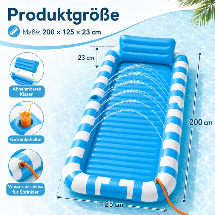 Luftmatratze Pool Erwachsene,Aufblasbar Schwimmmatratze mit Eingebautem Sprinkler,Pool Aufblasbares