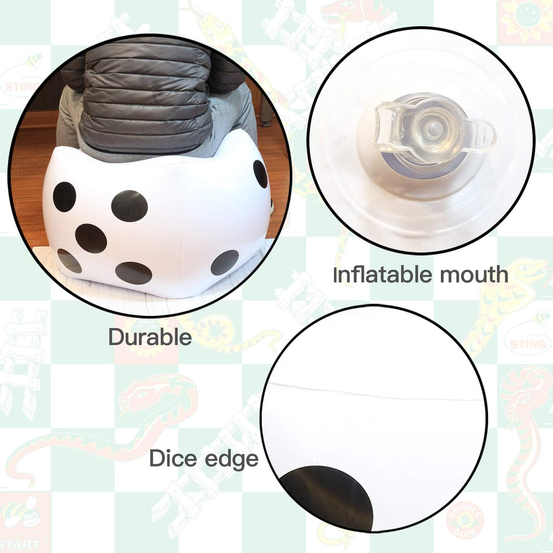 Novelty Place Riesige aufblasbare Würfel 2 Stück, 20 Zoll weisse und Schwarze Jumbo-Würfel für Indoo
