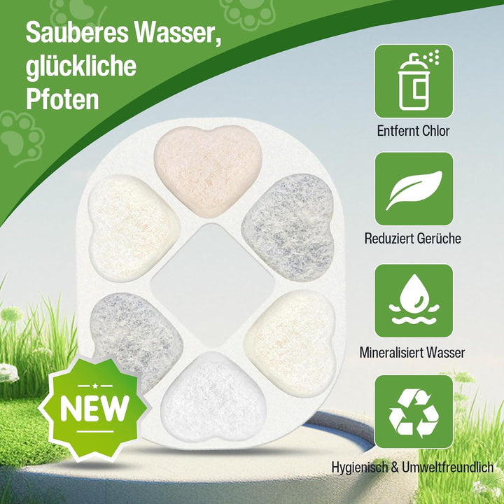 Kompatibler Ersatzfilter für alle PrettyPaw Katzenbrunnen Filter – 8er Box, Zusätzlich mit Maifan- u