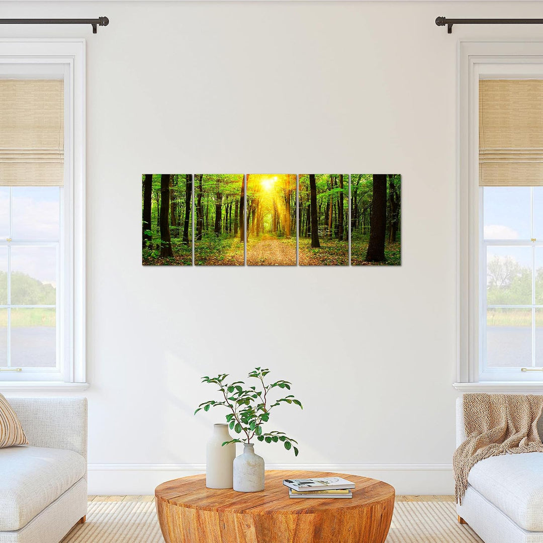 Runa Art Bild Wald Landschaft Wandbilder auf Vlies Leinwand 5 Teilig Wanddekoration Schlafzimmer Woh