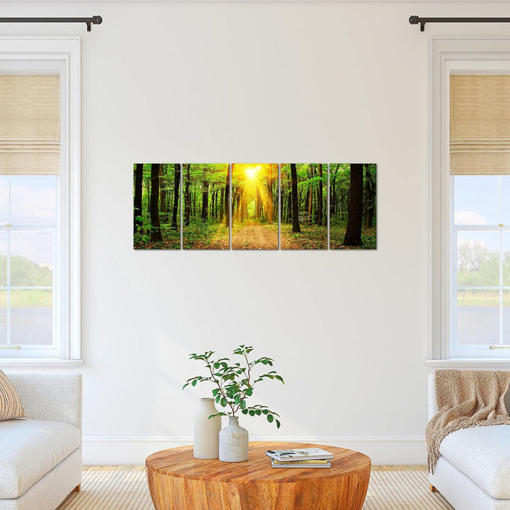 Runa Art Bild Wald Landschaft Wandbilder auf Vlies Leinwand 5 Teilig Wanddekoration Schlafzimmer Woh