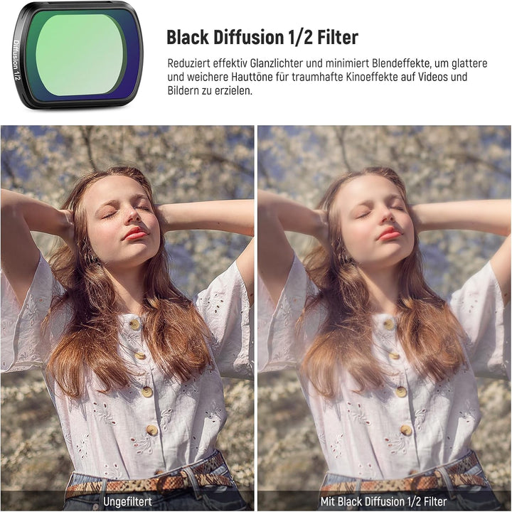 NEEWER Magnetischer Black Diffusion 1/2 Filter, kompatibel mit DJI Osmo Pocket 3, verbessert Filmauf