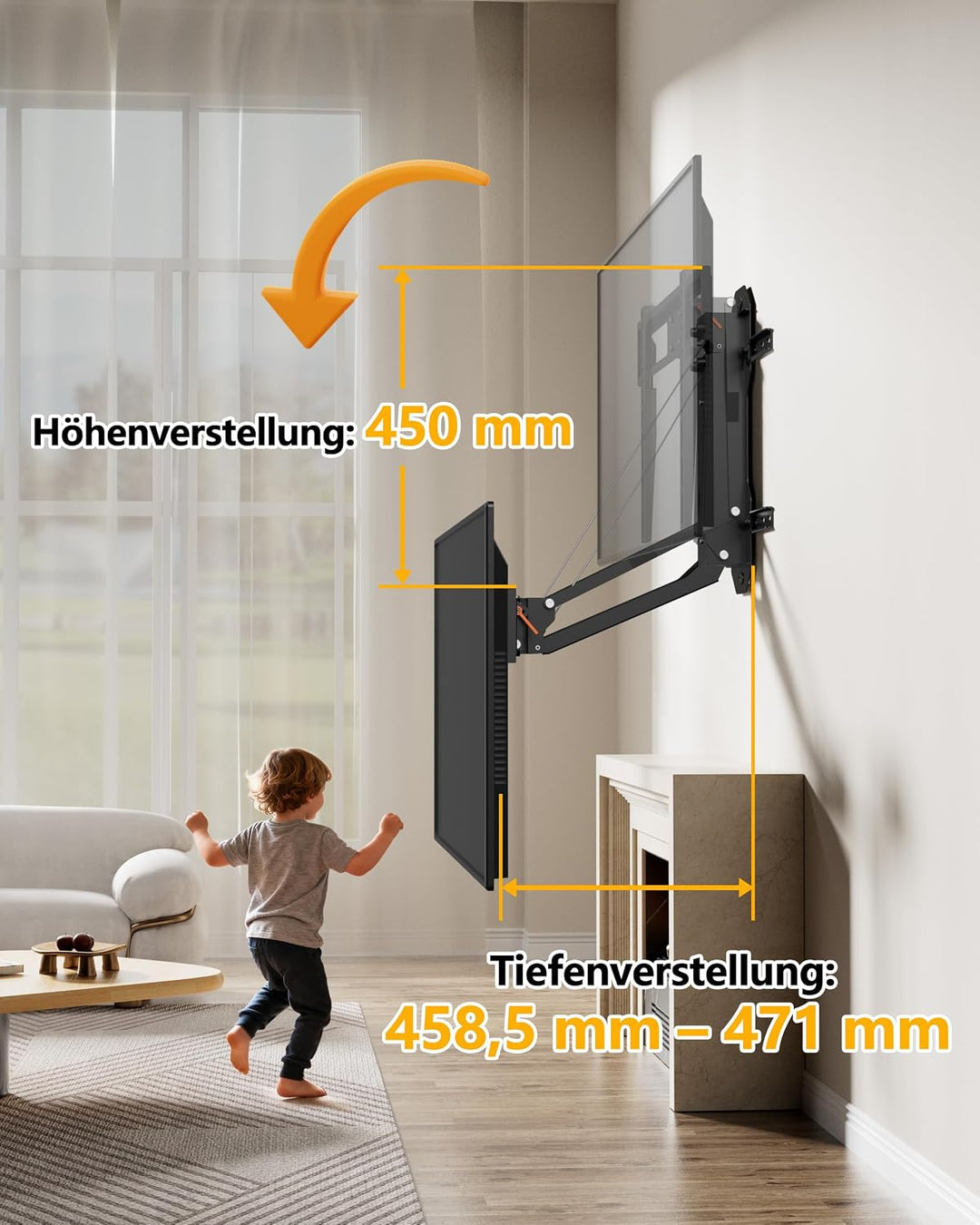 FORGING MOUNT Elektrisch TV Wandhalterung für 32-85 Zoll Fernseher bis 40kg, Motorisierte TV Wandhal