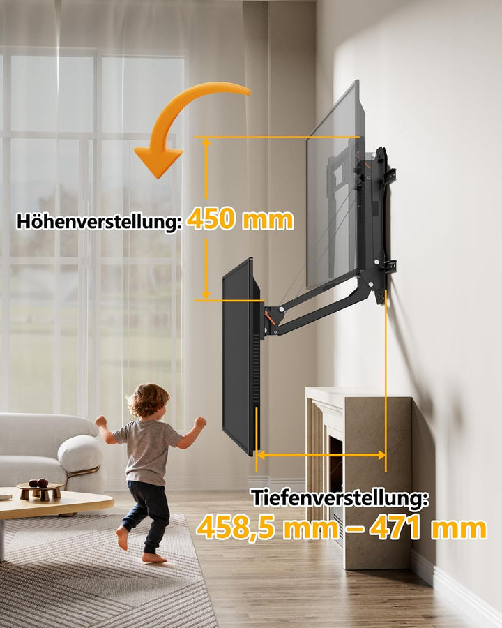 FORGING MOUNT Elektrisch TV Wandhalterung für 32-85 Zoll Fernseher bis 40kg, Motorisierte TV Wandhal
