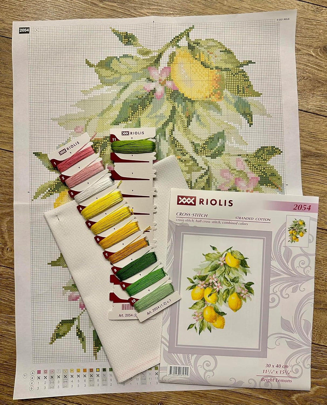 Riolis Kreuzstich Set Helle Zitronen, Zählmuster, 30x40cm