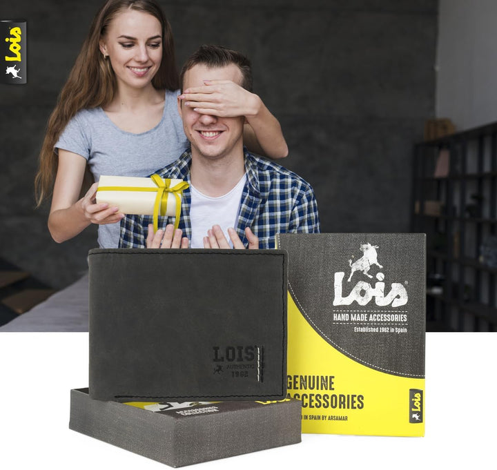 Lois - Leder-Geldbörsen für Männer. Ledergeldbörse für Herren mit Geldbörse und Mehreren Fächern, Br