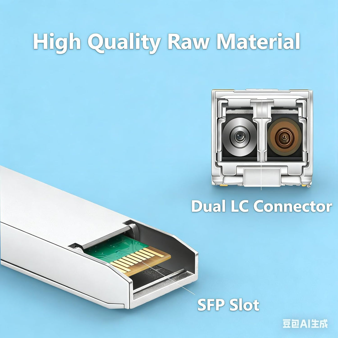 QINIYEK 10GBase-SR SFP+ Transceiver, 10G Multimode SFP+ LC-Modul, 850 nm MMF, bis zu 300 m, kompatib