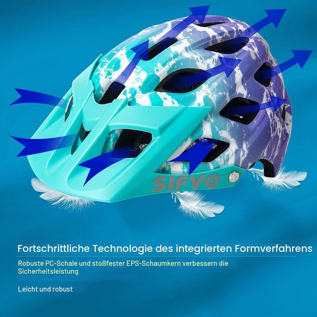 SIFVO Fahrradhelm Kinder Jungen und Mädchen 52-58 cm Kinder Fahrradhelm mit Visier, Leicht und Beque