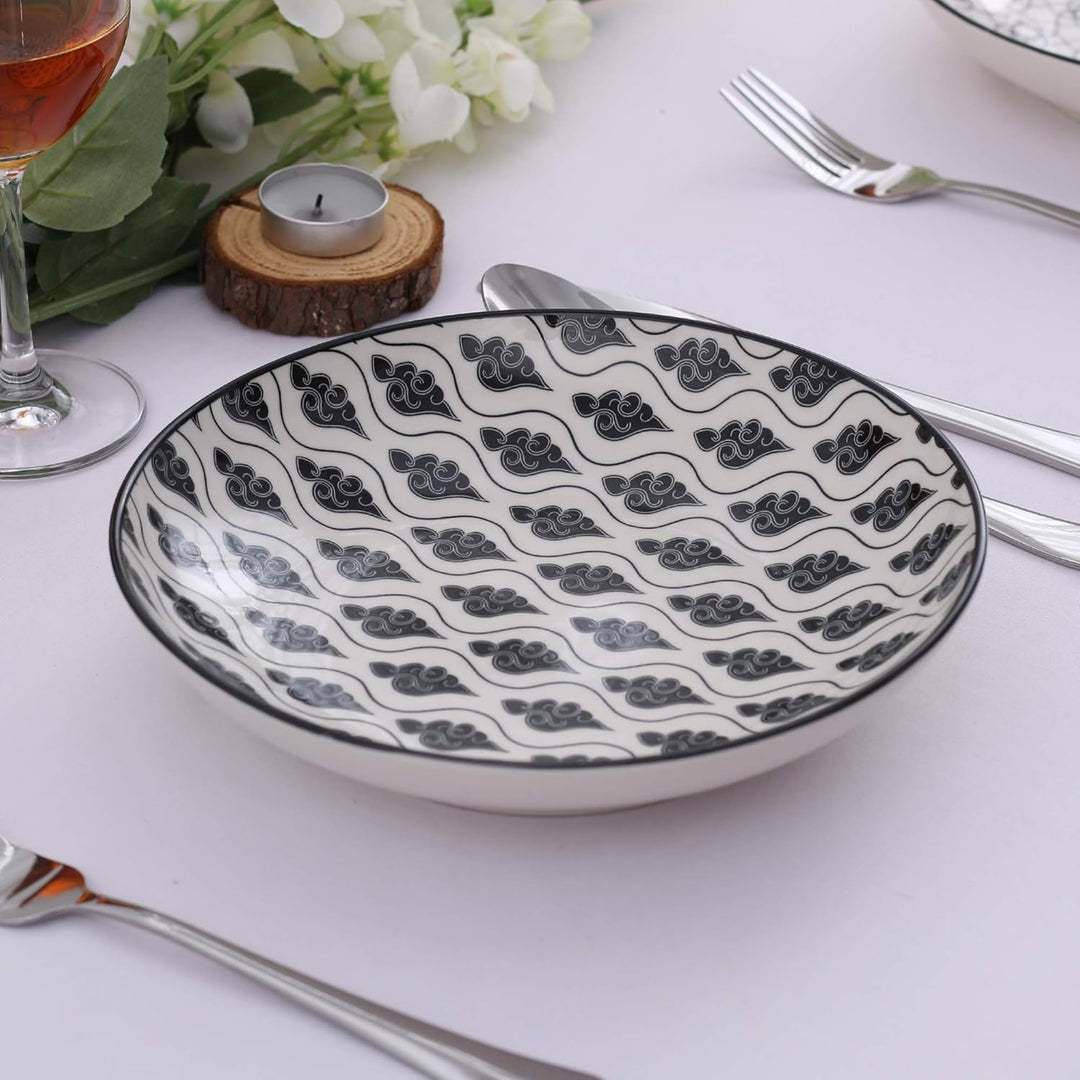 vancasso Haruka Porzellan Suppenteller, 8 tlg. Tiefteller, Ø 21,5 cm Teller Set,700ml 8-teilig Suppe