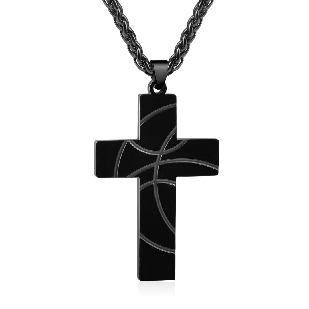 CheersLife Basketball/Fussball-Kreuz-Halskette Für Jungen, Kette Herren,Kommunion Geschenk Junge,Ede